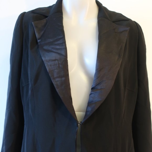 Womens B Louise Black Pant Suit W/ Black Satin Trim Sz L* - Picture 5 of 12